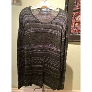 Polo Ralph Lauren Men's Blue Linen Grandpa Sweater Fair Isle Size XL